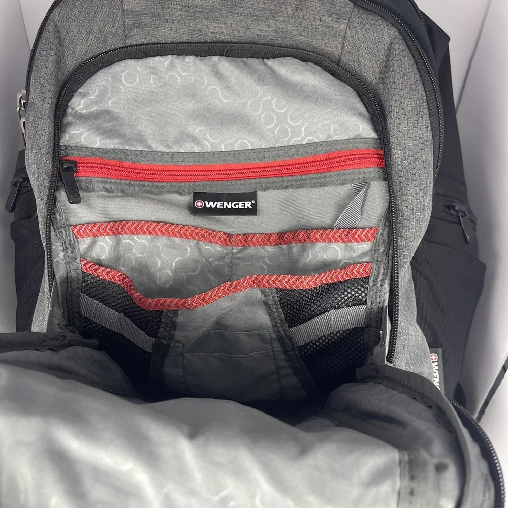 Wenger SwissGear Gray‎ Black Laptop Backpack Travel School Work Bag
